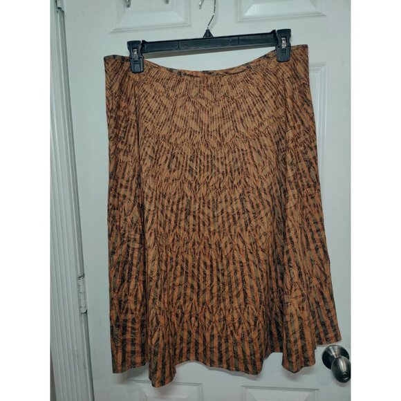 Liz & Co A-Line Orange & Greenish Gray Striped Knee/Midi Skirt 14 (35x27) - Picture 2 of 6